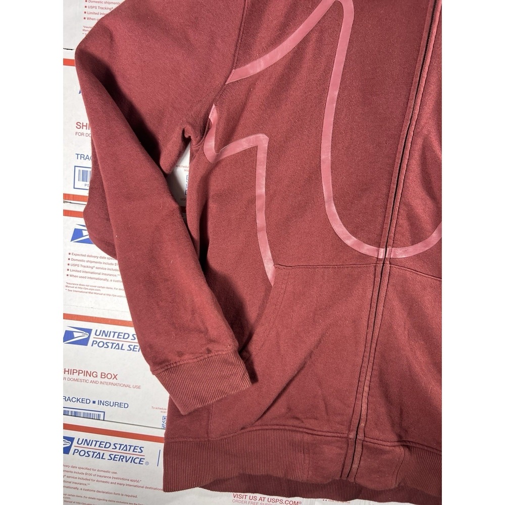 True Religion Big Horse Shoe‎ full zip hoodie Burgundy sz XL Y2K Baggy Fit - Picture 6 of 10